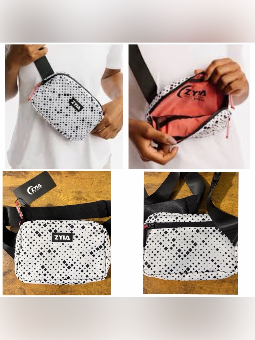 Zyia Active White Dots Crossbody Bag